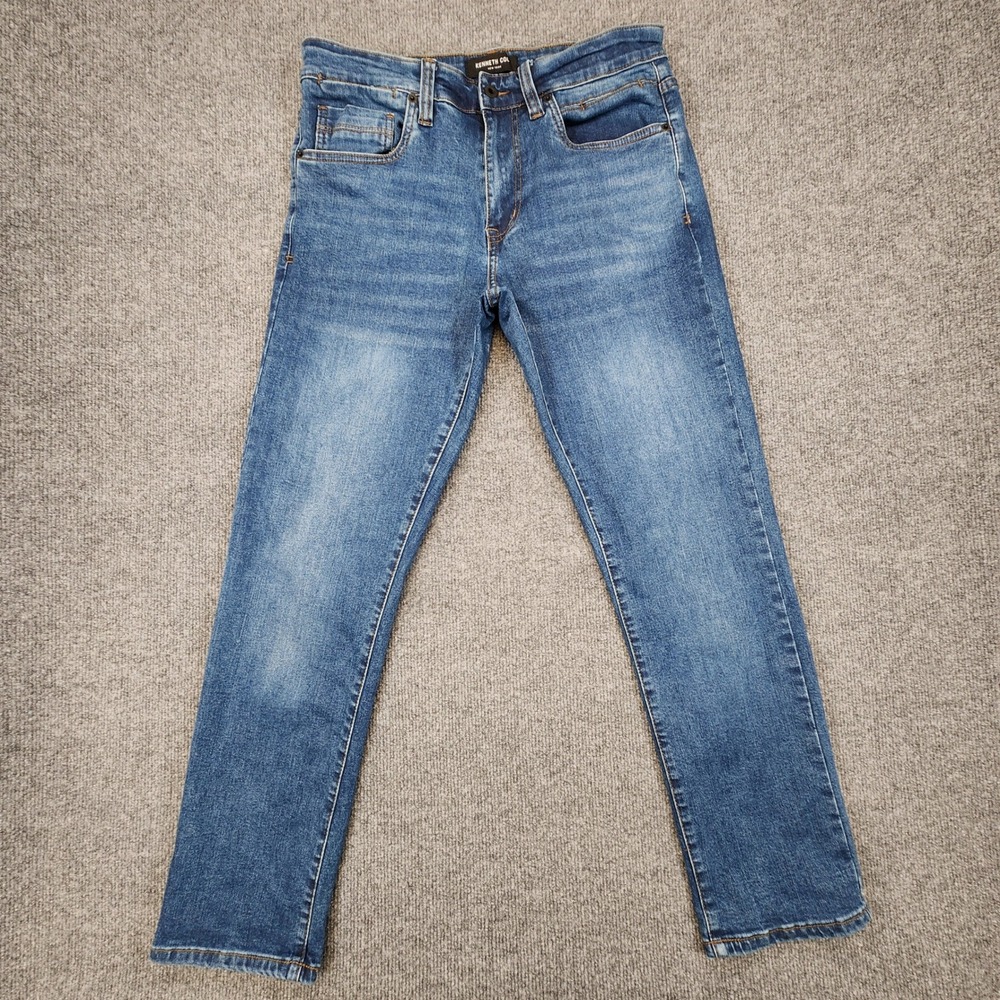 Kenneth Cole New York Straight Fit Jeans Mens 30x29 (Fits as 30x28) Blue Stretch